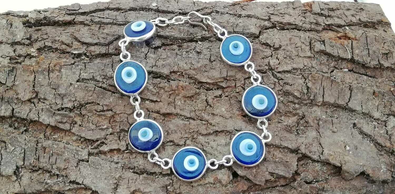 Blaues Auge, Nazar Boncugu Armband, Echt Silber (925)