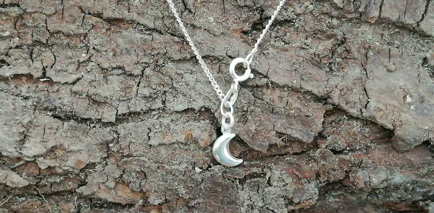 Bauchkette Halbmond, 925 Sterling Silber, 80 cm