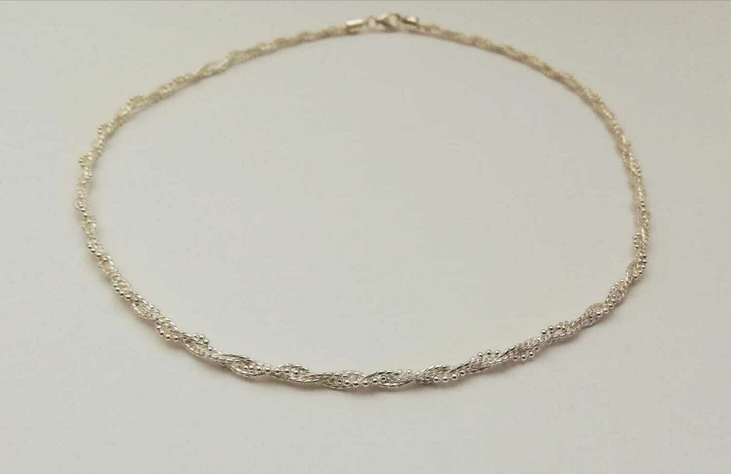 Italienische Filigrane Punkt-Kordelkette, 925 Sterling Silber, 42 cm