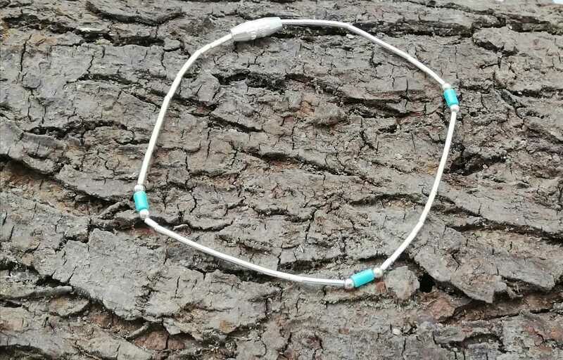 Liquid Silver Armband, 925 Sterling Silber, mit Türkisen Liquid Silver Armband, 925 Sterling Silber, mit Türkisen