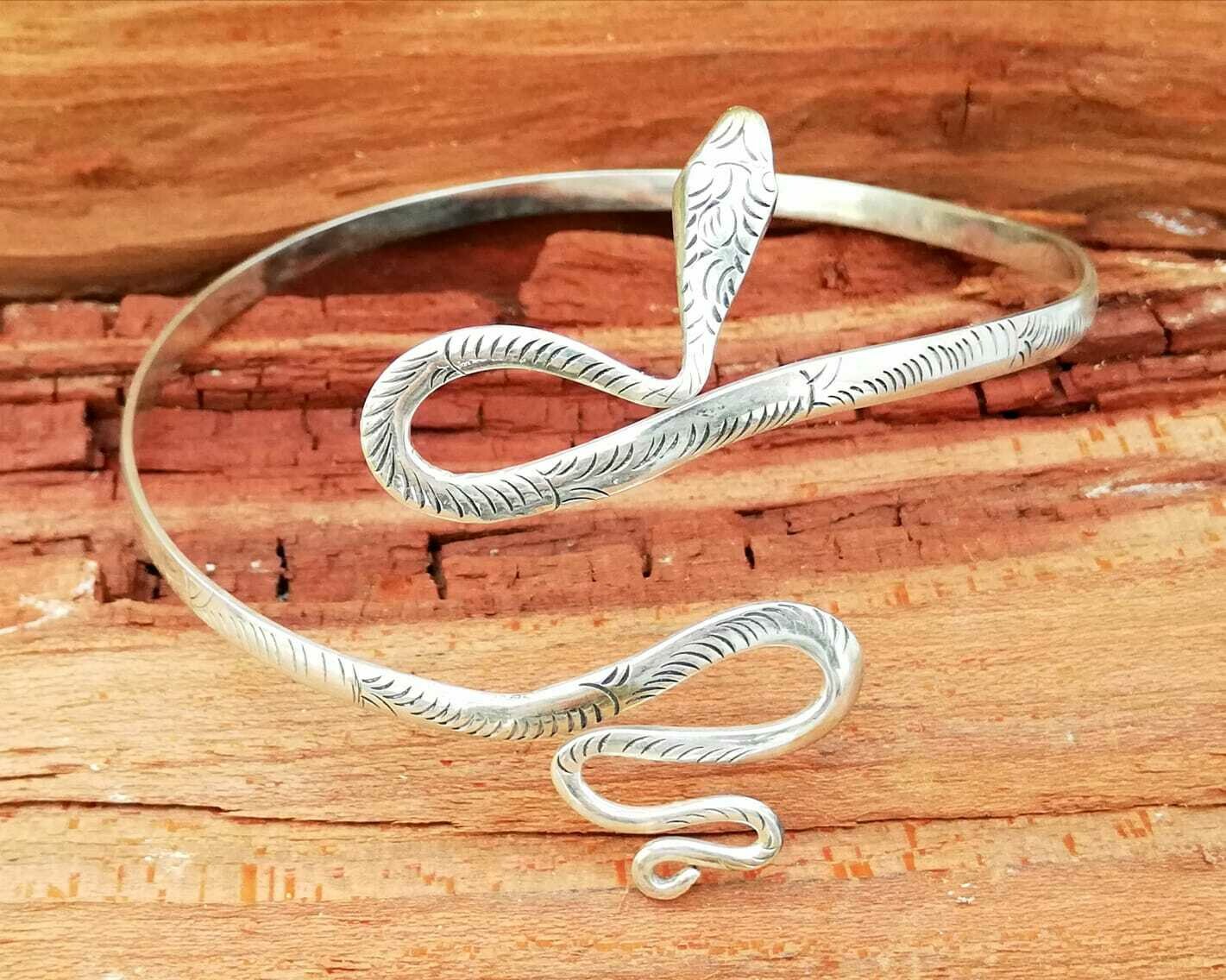 Oberarm-Reif Schlange, Snake, flexibel verstellbar, flippiger extravaganter Schmuck für die Frau, Echt Silber (925)