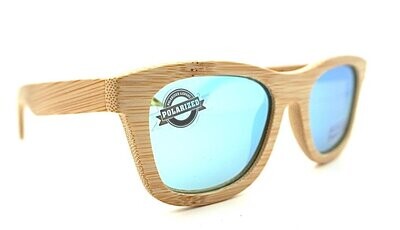 Bambus Brille mit Blauen (verspiegelt) Polarisierten Gläsern, UV Schutz, 100% Handarbeit, Sonnenbrille aus nachwachsendem Rohstoff mit Etui !!!!