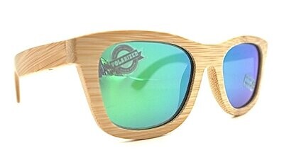 Bambus Brille mit Grünen Polarisierten Gläsern, UV Schutz, 100% Handarbeit, Sonnenbrille aus nachwachsendem Rohstoff mit Etui !!!!
