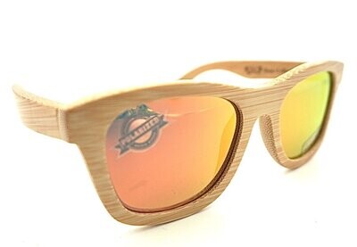 Bambus Brille mit Orangenen (verspiegelt) Polarisierten Gläsern, UV Schutz, 100% Handarbeit, Sonnenbrille aus nachwachsendem Rohstoff mit Etui !!!!
