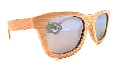 Bambus Brille mit Silbernen (verspiegelt) Polarisierten Gläsern, UV Schutz, 100% Handarbeit, Sonnenbrille aus nachwachsendem Rohstoff mit Etui !!!!