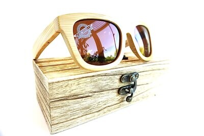 Bambus Brille mit Teefarbenen Polarisierten Gläsern, UV Schutz, 100% Handarbeit, Sonnenbrille aus nachwachsendem Rohstoff mit Etui !!!!