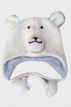 Eisbär, Polarbär in weiss,  handgestrickt..mit Fleece  Innen  gefüttert...Mollig warm