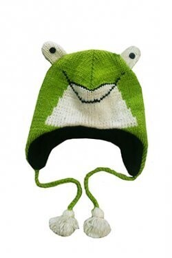 Happy Frog unser lachender Frosch..quak quak quak,  handgestrickt..mit Fleece  Innen  gefüttert...Mollig warm
