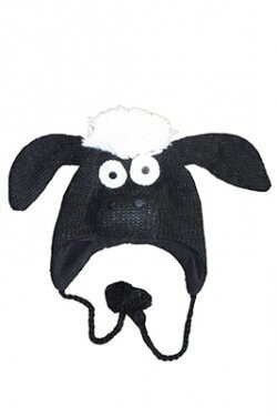 Das schwarze Schaf, Black Sheep, Tiermütze, handgestrickt..mit Fleece Innen gefüttert...Mollig warm