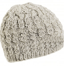 Unicolour Beanie handgestrickte Mütze in beige im Zopfmuster..mit Fleece  Innen  gefüttert...Mollig warm