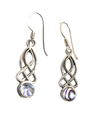 Celtic Dreams, Avalon (Paua Muschel) Ohrringe mit Keltischen Knoten, Silber 925, Paarpreis