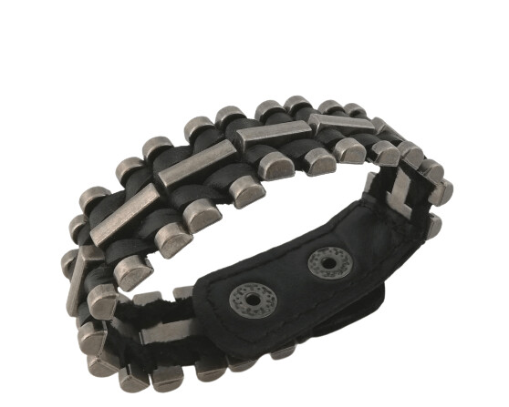Maskulines Lederarmband mit Druckknöpfen im Heavy Look, verstellbar in der Grösse, Nickelfrei