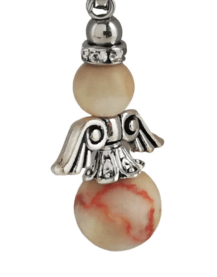 Weisser Onyx mit Edelstahlkette inclusive Schatulle und Beschreibung des Steines sowie der Bedeutung des Schutzengels