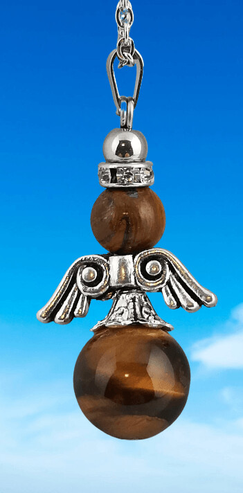 Tigerauge Schutzengel mit Edelstahlkette inclusive Schatulle und Beschreibung des Steines sowie der Bedeutung des Schutzengels