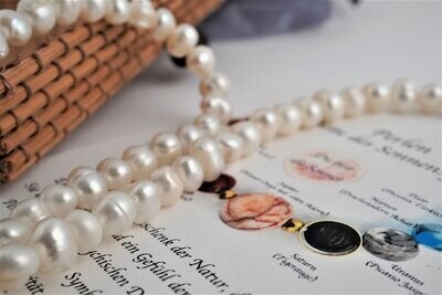 Sonnensystem Halskette mit Perle (Echte Süsswasserperle), Echt Stein Kette in einer Bambus Schatulle mit Beschreibung