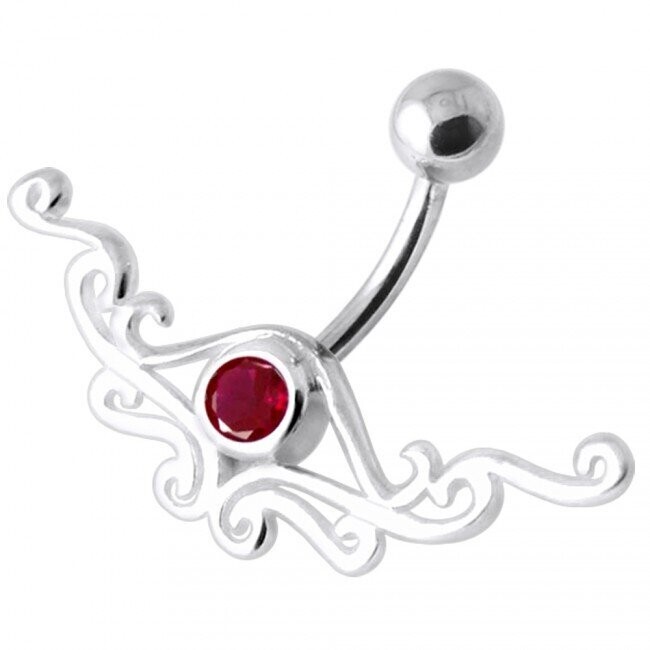 Tribal in Violett, Violett Tribal,  Bauchnabel Piercing , Echt Silber Anhänger,   mit 316L Chirurgenstahl Stab in 10mm