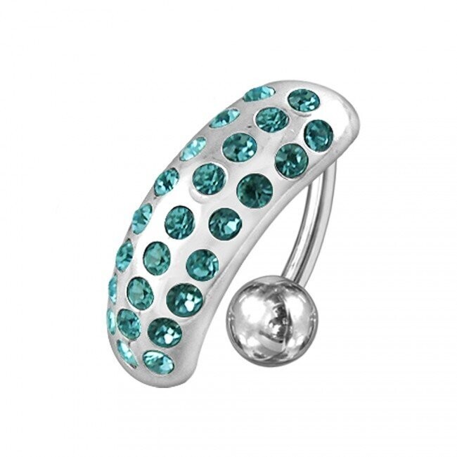 Luxury Upperside, Bauchnabel Piercing , Echt Silber Anhänger,   mit 316L Chirurgenstahl Stab in 10 mm