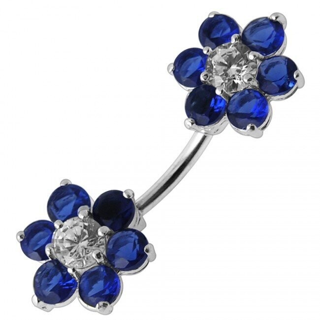 Schraubbare Doppelblume, Double Flower, 2teilig schraubbar, Bauchnabel Piercing , Echt Silber Anhänger, mit 316L Chirurgenstahl Stab in 10 mm Schraubbare Doppelblume, Double Flower, 2teilig schraubbar, Bauchnabel Piercing , Echt Silber Anhänger, mit 316L Chirurgenstahl Stab in 10 mm