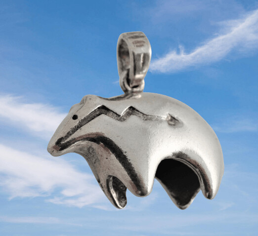 Indianerschmuck Bär (Dreidimensional gegossen),mit Blitzlinie (Heartline), Made in USA, Sterling Silber 925