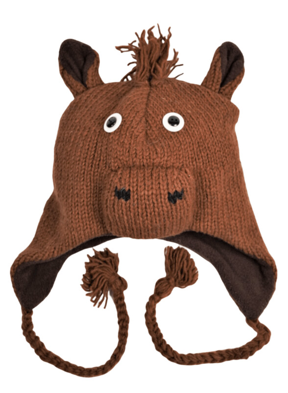 Das braune Pferd, brown Horse...hoppe hoppe Reiter,  handgestrickt..mit Fleece  Innen  gefüttert...Mollig warm