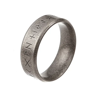 Runen Alphabet Ring mit wunderschönem Antik Look, Edelstahl Gussring