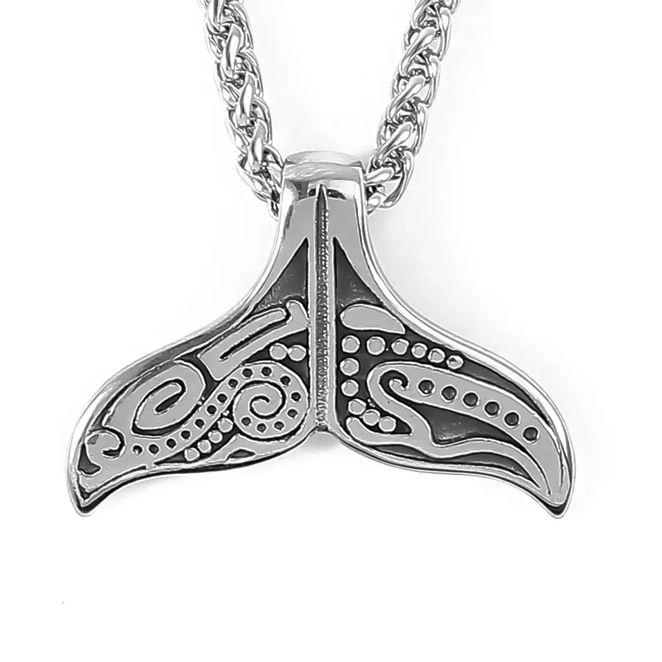 Waalfischflosse aus Edelstahl mit Kette
