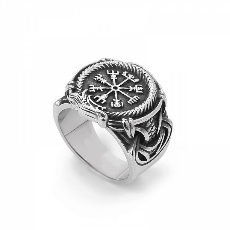 Vegvisir Ring, Nordischer Kompass oder Wikinger Kompass Ring aus Edelstahl