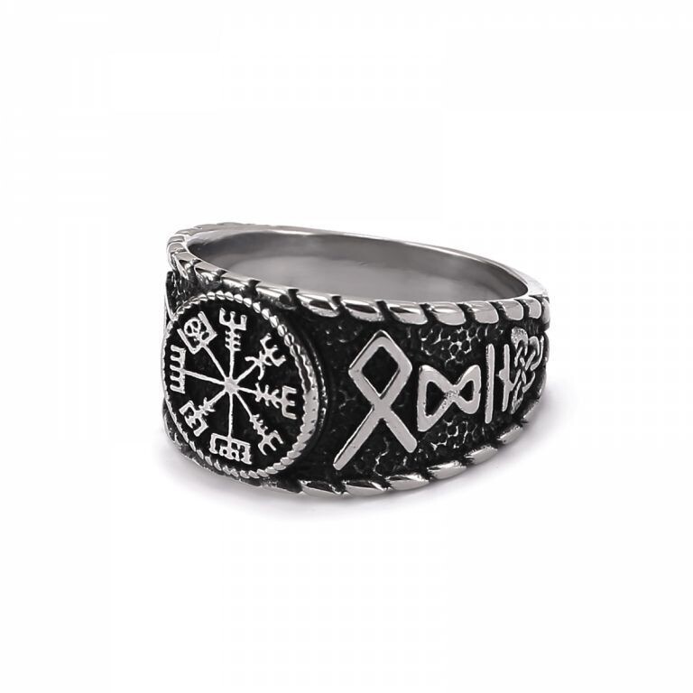 Vegvisir Ring, Nordischer Kompass oder Wikinger Kompass Ring aus Edelstahl