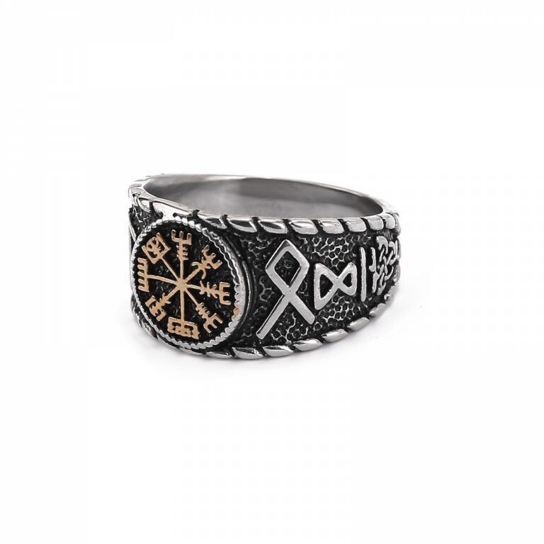 Vegvisir Ring, Nordischer Kompass oder Wikinger Kompass Ring aus Edelstahl