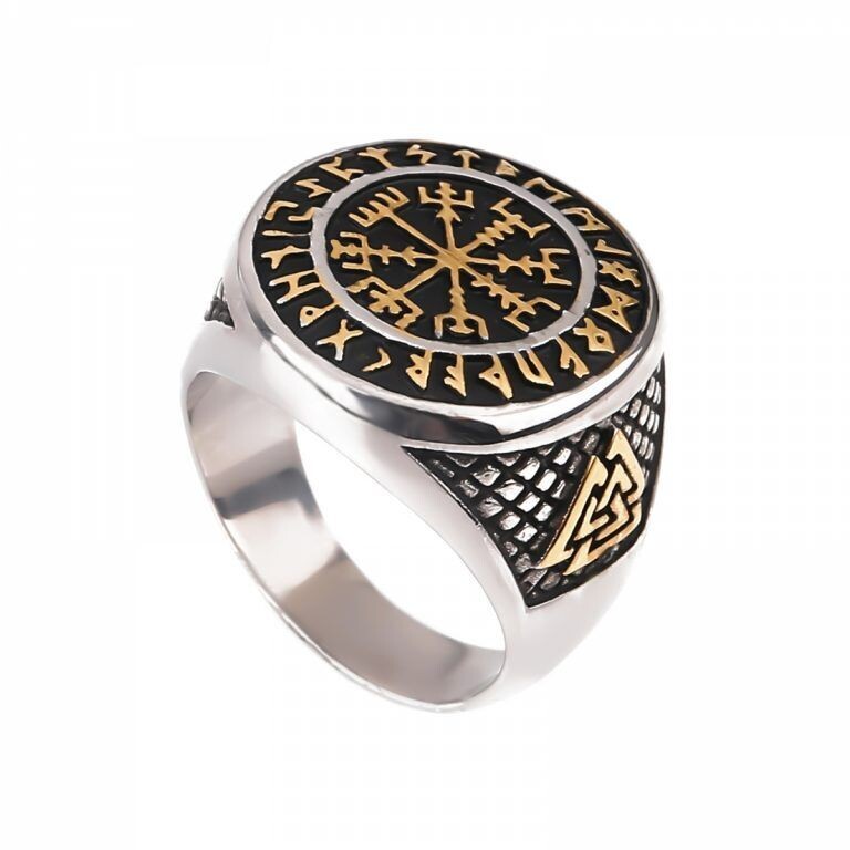 Vegvisir Ring, Nordischer Kompass oder Wikinger Kompass Ring aus Edelstahl