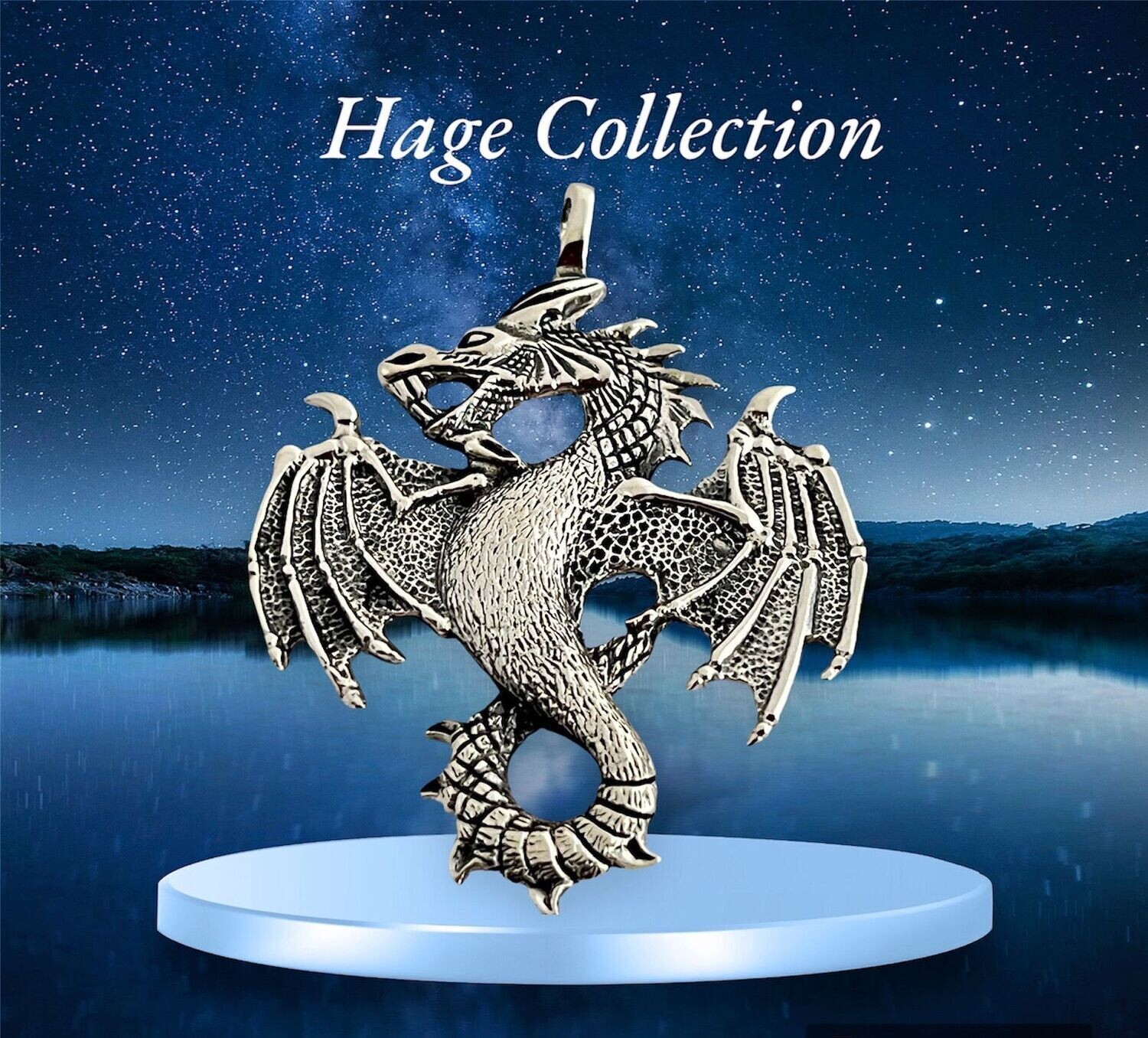 Schwerer massiver Drache, Echt Silber 925 Anhänger