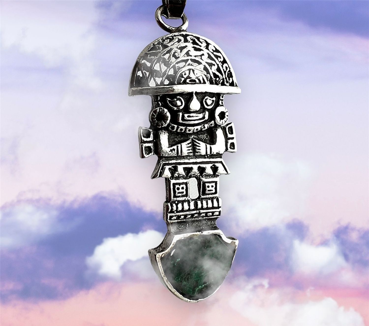 Der Tumi, 925 Sterling Silber Anhänger, Stein:  Chrysocoll