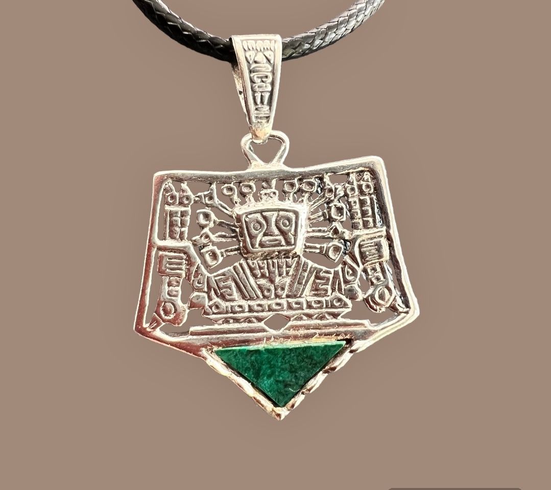 Inkaschmuck, Indianerschmuck aus Peru, mit Chrysocoll Stein,  Sterling Silber 925