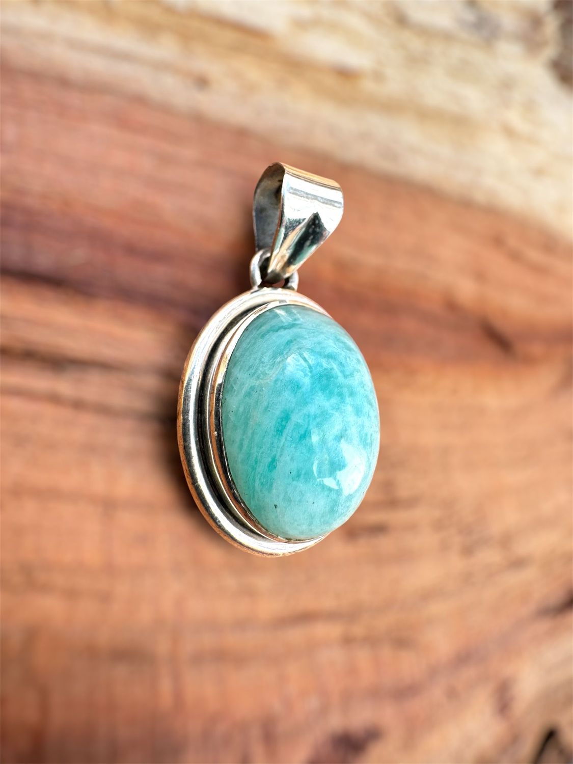 Larimar, Echt Stein Anhänger, 925 Sterling Silber,  Larimar