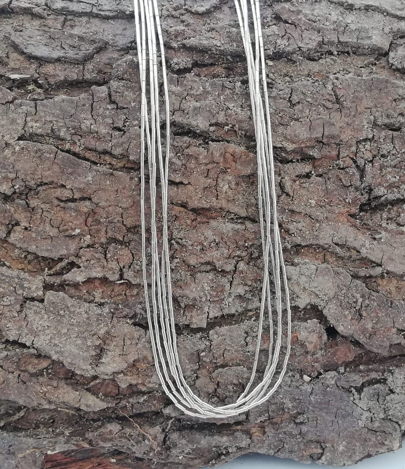 Liquid Silver Kette, Indianer Arbeit, Made in USA, 5 Stränge, 41 cm