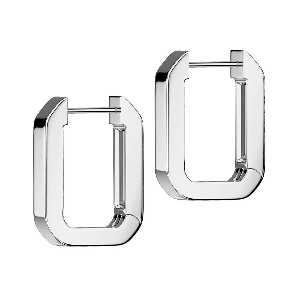 Rectangle Clicker Creole, Rechteckige Click-Verschluss Ohrringe,  Luxus Ohrringe  aus Edelstahl mit Click Verschluss, 316L Chirurgenstahl, Paarpreis