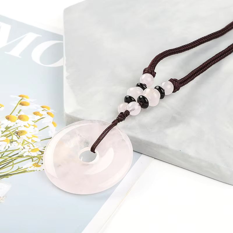 Rosenquarz  Stein Donut 40mm der Stein für Liebe und Mitgefühl