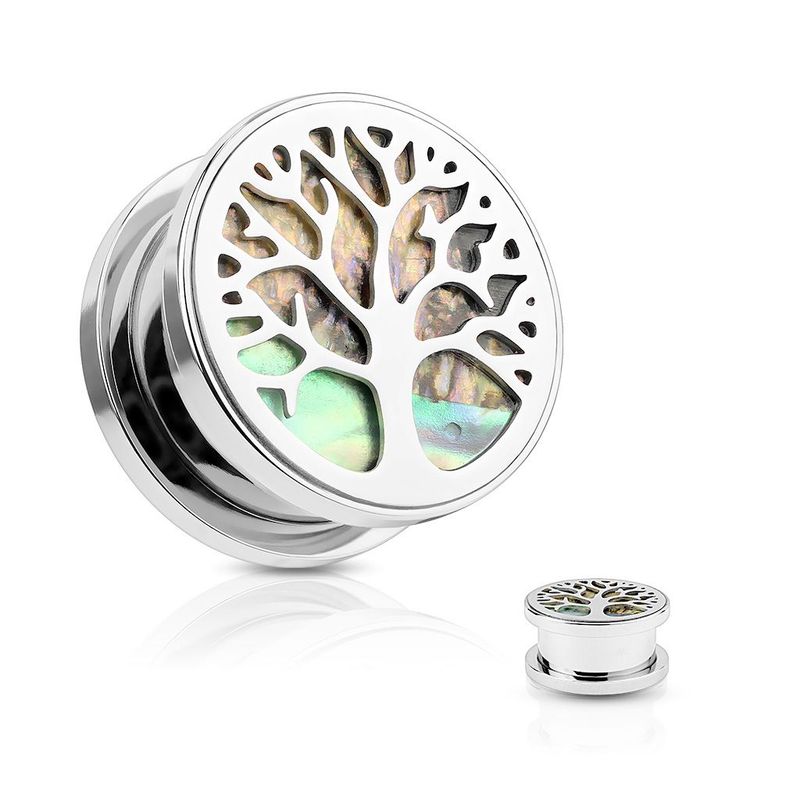 Lebensbaum Plug mit Avalon (Paua Muschel), 316L Chirurgenstahl Plug, Stückpreis Lebensbaum Plug mit Avalon (Paua Muschel), 316L Chirurgenstahl Plug, Stückpreis
