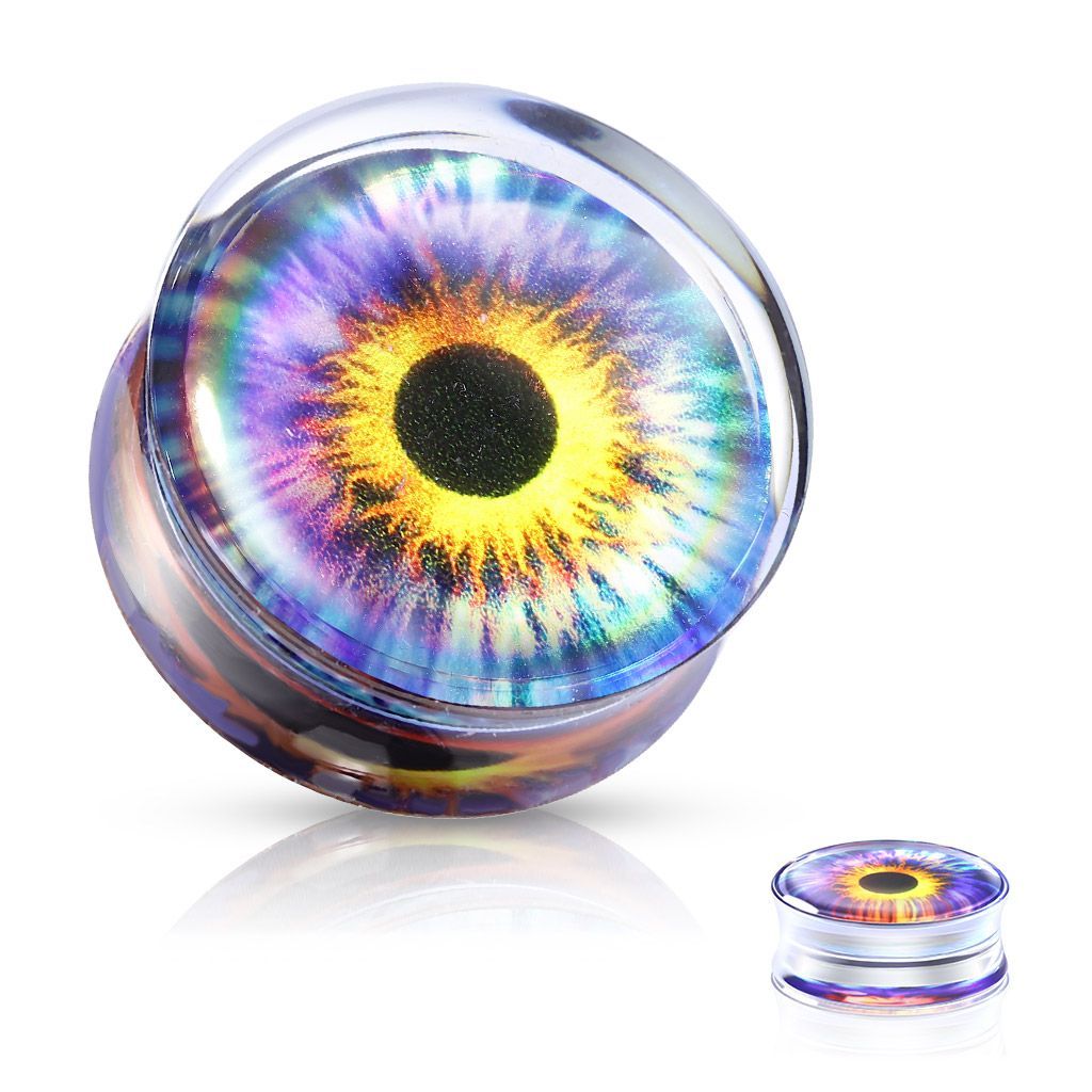 Purple Eye Plug, Magisches Auge Plug,  Acryl Plug mit  Augen Motiv, Stückpreis