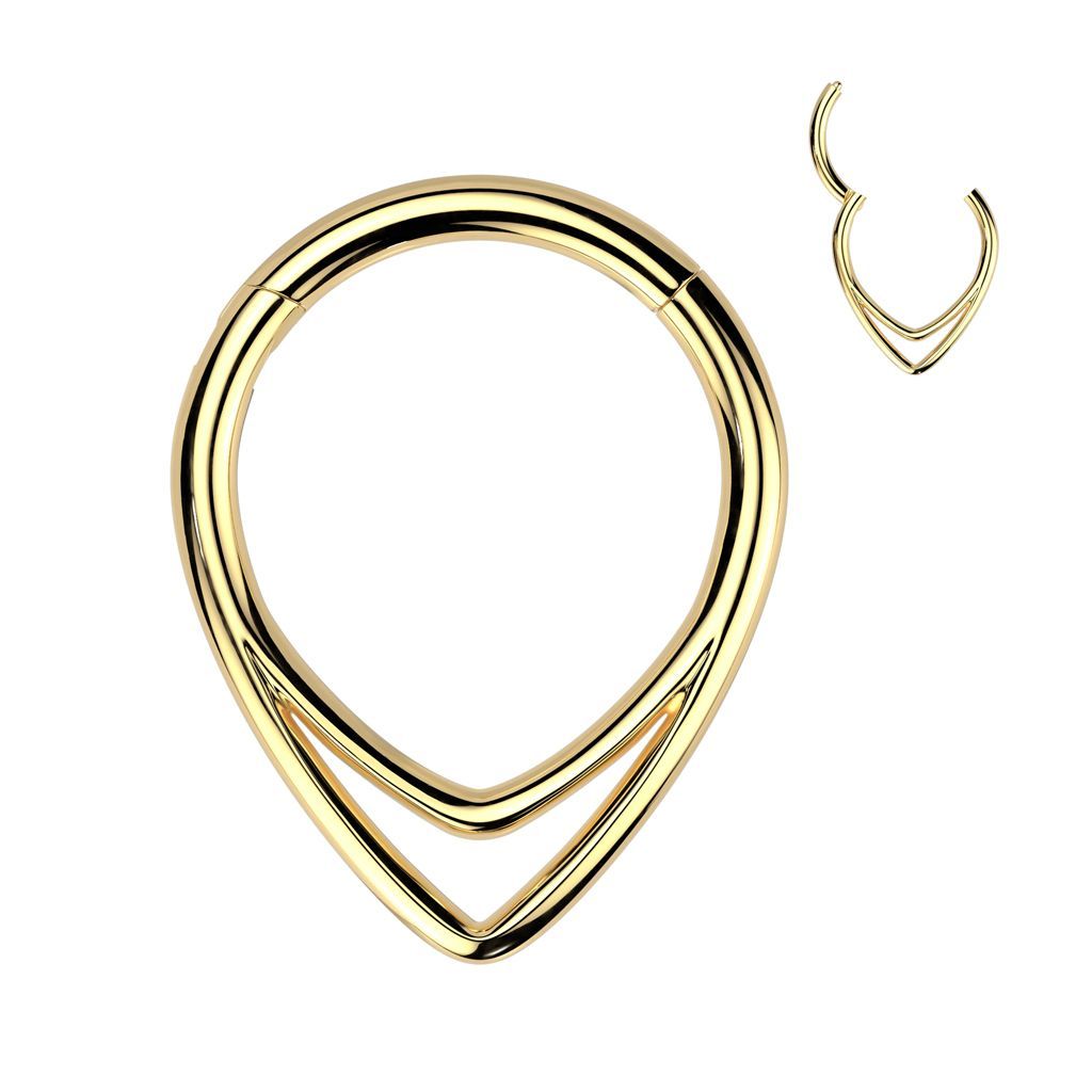 Clicker in Gold Hinge, für Septum, Tragus oder Helix, 1,2mm x 8mm, 316L Chirurgenstahl