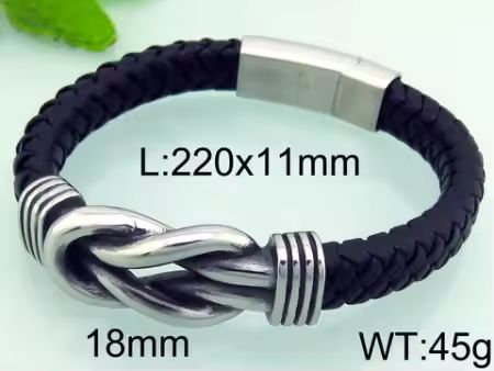 Unendlichkeitsknoten - Armband aus Leder und Edelstahl, Infinity Knot Bracelet, Armband mit dem Unendlichkeits-Knoten