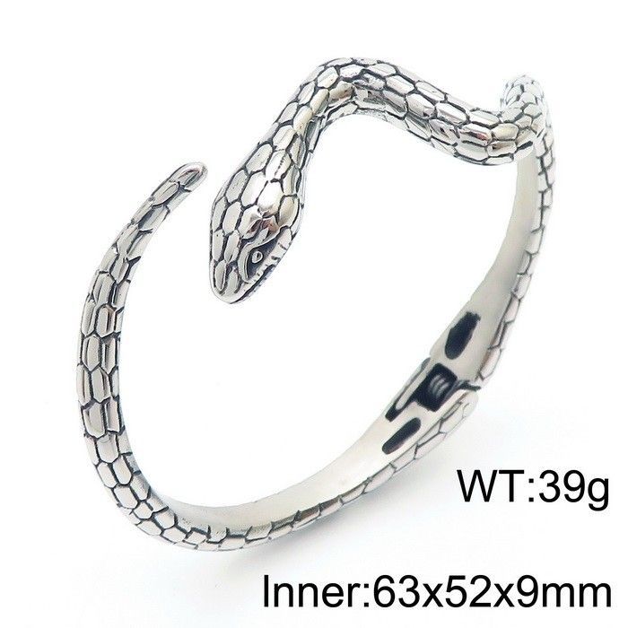 Kreativer Schlangen Armreif ,  Unisex aus Edelstahl mit Stylischer Wicklung und Verstellbar durch Scharnier-Öffnung,  Innendurchmesser ca. 63mm (offen, verstellbar), Snake Bracelet