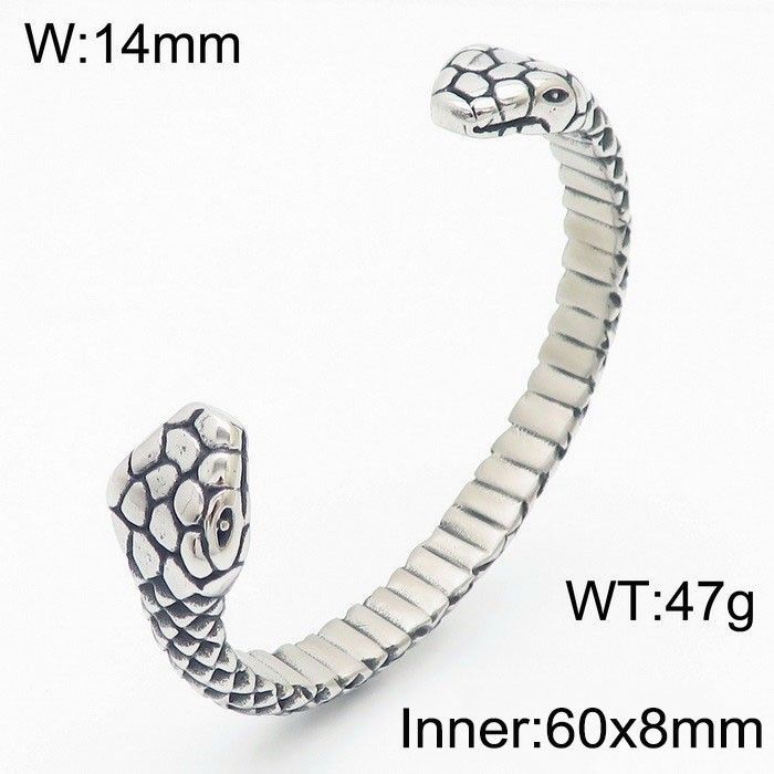 Schlangen Armreif, Doppelkopf Schlange,  Unisex aus Edelstahl und Verstellbar durch biegen,  Innendurchmesser ca. 60mm (offen, verstellbar), Snake Bracelet