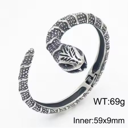 Exclusiver Schlangen Armreif mit Scharnier-Verschluss aus Edelstahl für die Frau,  Innendurchmesser ca. 58mm (offen, verstellbar), Snake Bracelet