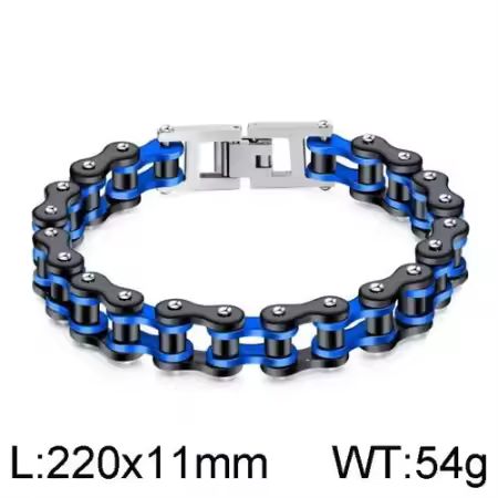 Edles Motorradketten Edelstahlarmband, Aussergewöhnlich in Blau/Schwarz, hochpoliert , ca. 22 cm lang, 54 gramm schwer