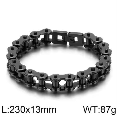 Schwarzes sehr edles Motorradketten Edelstahlarmband, Schwarz, hochpoliert , ca. 23 cm lang, 87  gramm schwer !!!