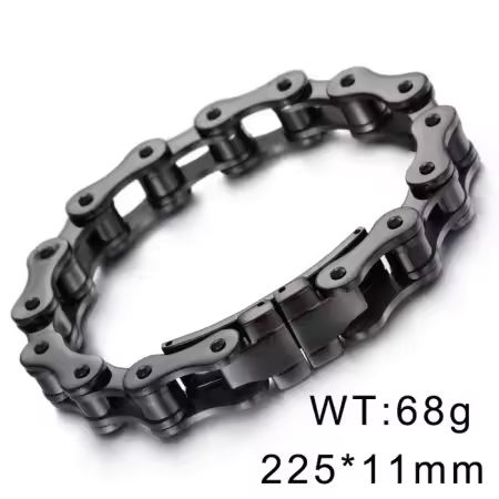 Schwarzes sehr edles Motorradketten Edelstahlarmband, Schwarz, hochpoliert , ca. 22,5 cm lang, 68  gramm schwer !!!