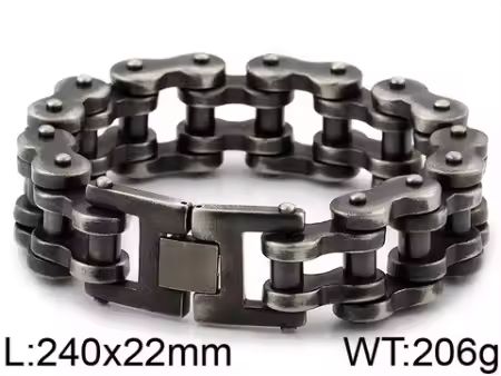 Extrem Heavy !!! Motorradkette Edelstahlarmband, Silber Antik, Brushed Oxidized, breit und schwer, ca. 24 cm lang, 206 gramm schwer