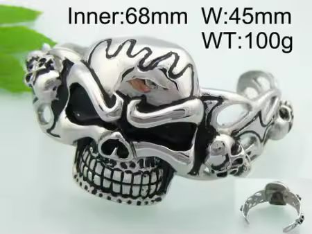 Totenkopf Armreif, Skull Bangle, Grosser, schwerer, massiver Edelstahl Armreif  aus 316L Chirurgenstahl, Innendurchmesser 68mm, 100 Gramm Schwer !!