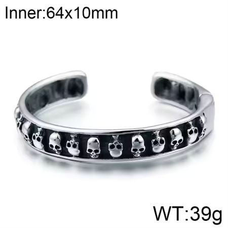 Totenkopf Armreif, Skull Bangle,  mittelgrosser Edelstahl Armreif  aus 316L Chirurgenstahl, Innendurchmesser 64mm, 39 Gramm Schwer